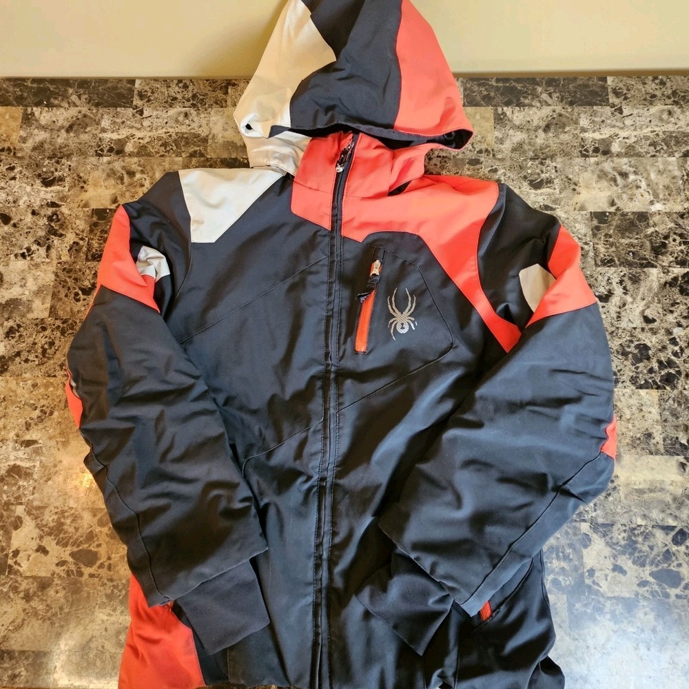 Spyder Kids 14 Ski‎ Jacket 152 Black Red Insulated Winter Coat